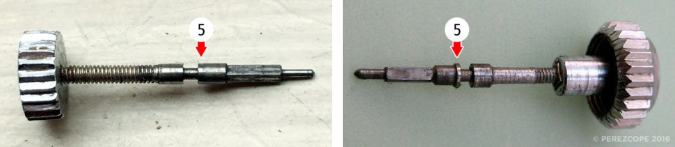 Comparison Rolex Cal. 622 and 618, stem Comparison Rolex Cal. 622 and 618, stem