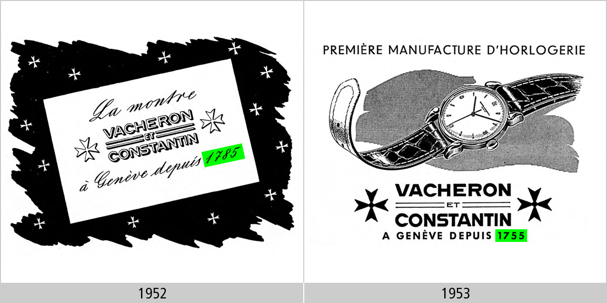 Vacheron Constantin change from 1785 to 1755 due to the discovery of an important document in 1952