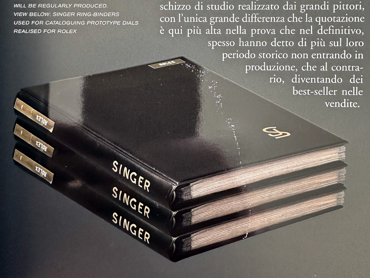 Singer dial sample catalogues for Rolex
